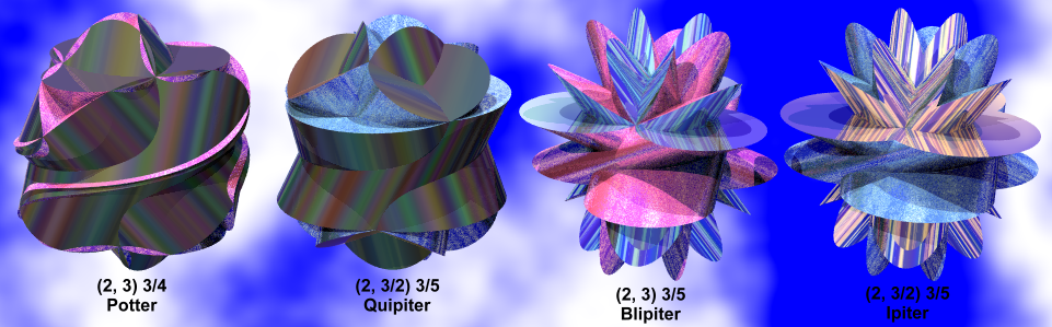 Sections of the plated tetratwisters